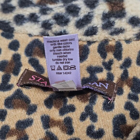 Stan Herman Fleece Leopard Print Shacket Shirt Women's Plus 1X Long Sleeve - Picture 4 of 6